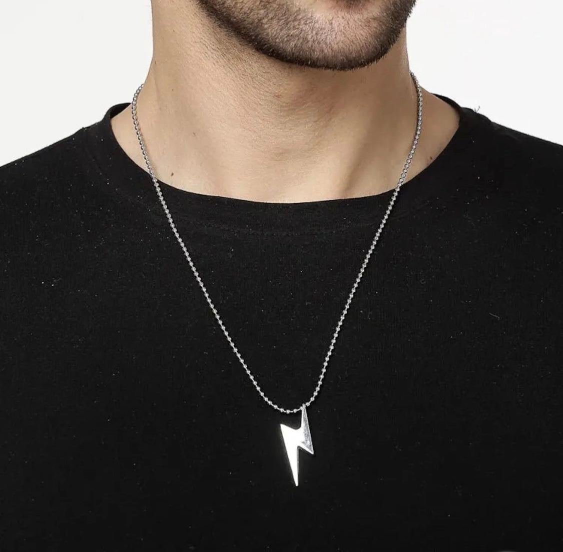 Lightning Bolt Pendant – Bold Stainless Steel Necklace
