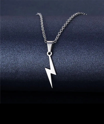 Lightning Bolt Pendant – Bold Stainless Steel Necklace
