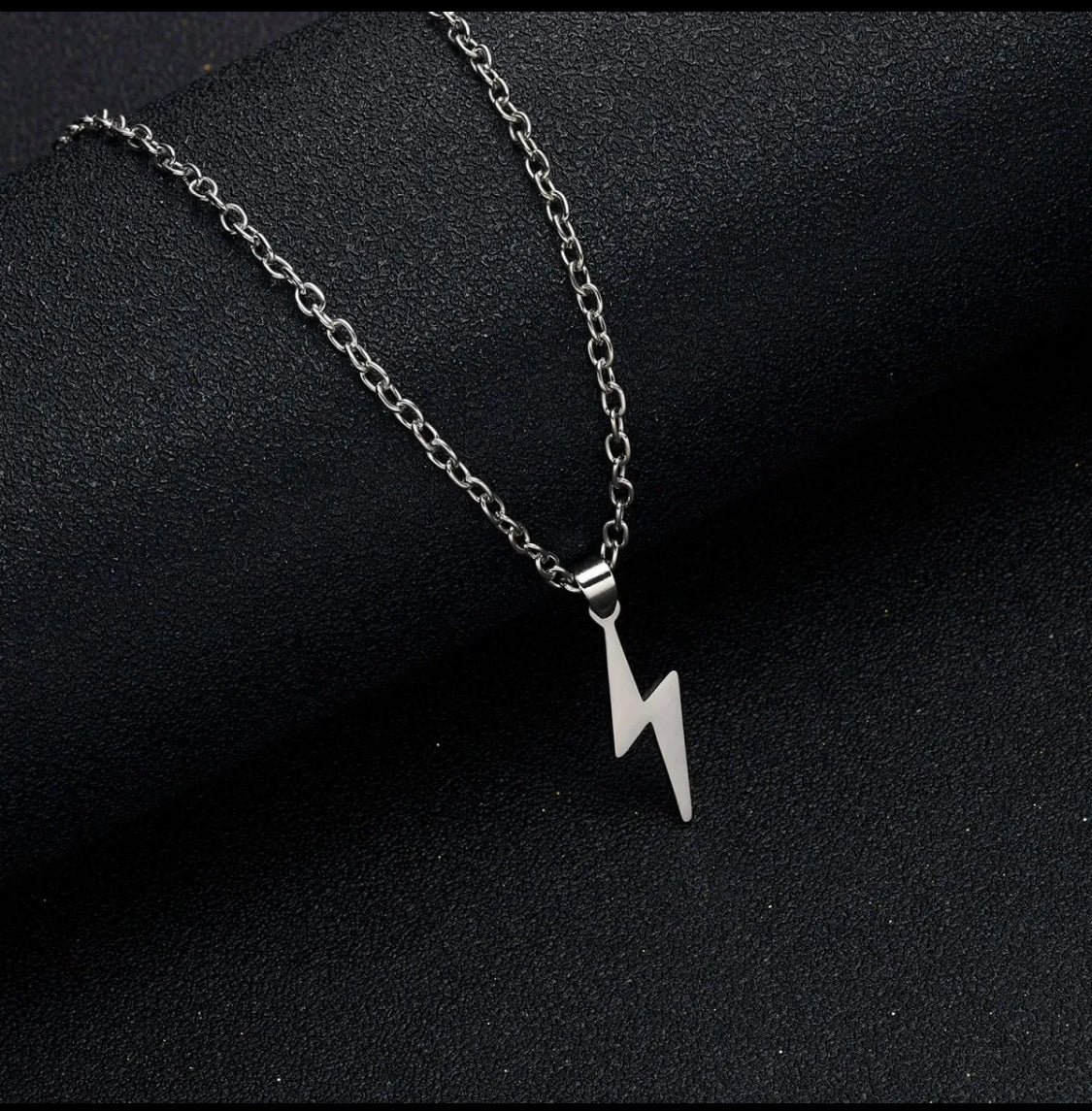 Lightning Bolt Pendant – Bold Stainless Steel Necklace