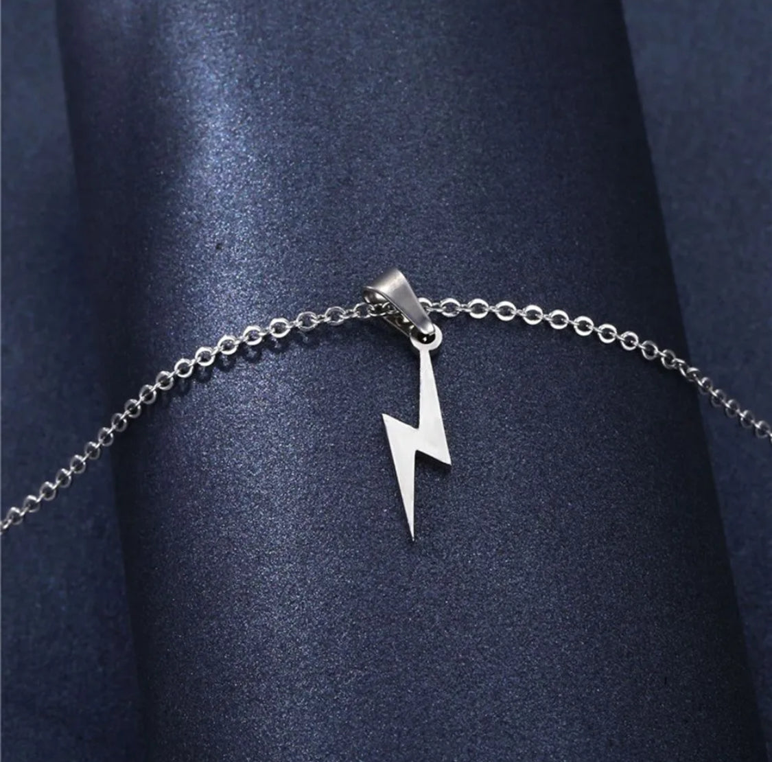 Lightning Bolt Pendant – Bold Stainless Steel Necklace