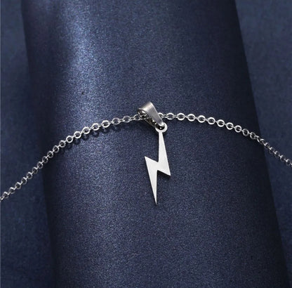 Lightning Bolt Pendant – Bold Stainless Steel Necklace
