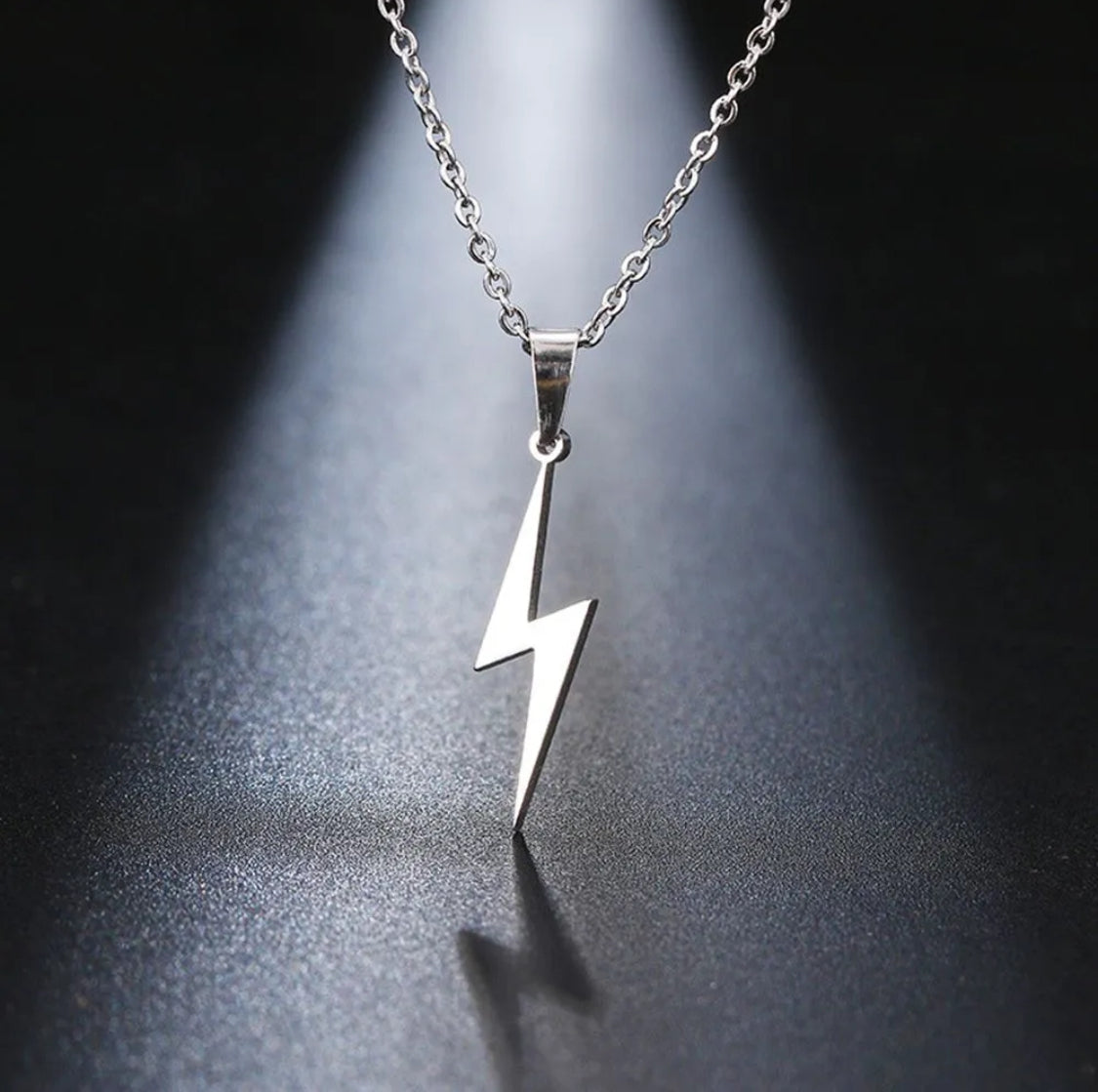Lightning Bolt Pendant – Bold Stainless Steel Necklace
