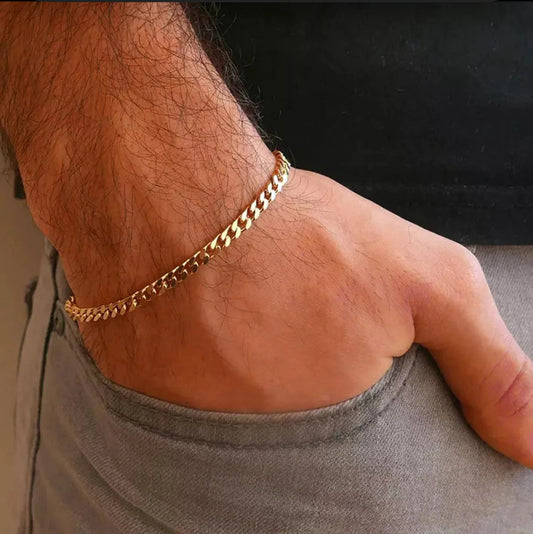 Elegant Slim Gold Cuban Chain Bracelet for Men