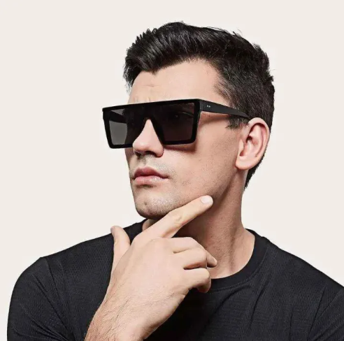 New Arrival Guru Square Fashion Sunglasses For Men Full Black and Brown / Glasses for Mens,"Futuristic Oversized Square Shield Sunglasses – Black Tinted Lens, Unisex Fashion Eyewear