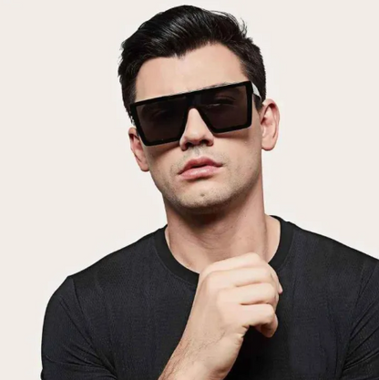 New Arrival Guru Square Fashion Sunglasses For Men Full Black and Brown / Glasses for Mens,"Futuristic Oversized Square Shield Sunglasses – Black Tinted Lens, Unisex Fashion Eyewear