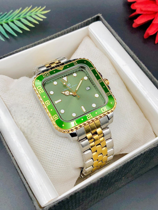 UNIVERSE POINT Original Watch* (Mens Collection) •Square Shape •Slim Case •Quartz Machine •Jubili Chain •Master Lock