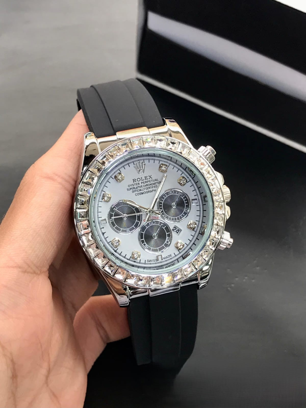 Luxury Diamond Bezel Chronograph – Rolex Daytona Inspired