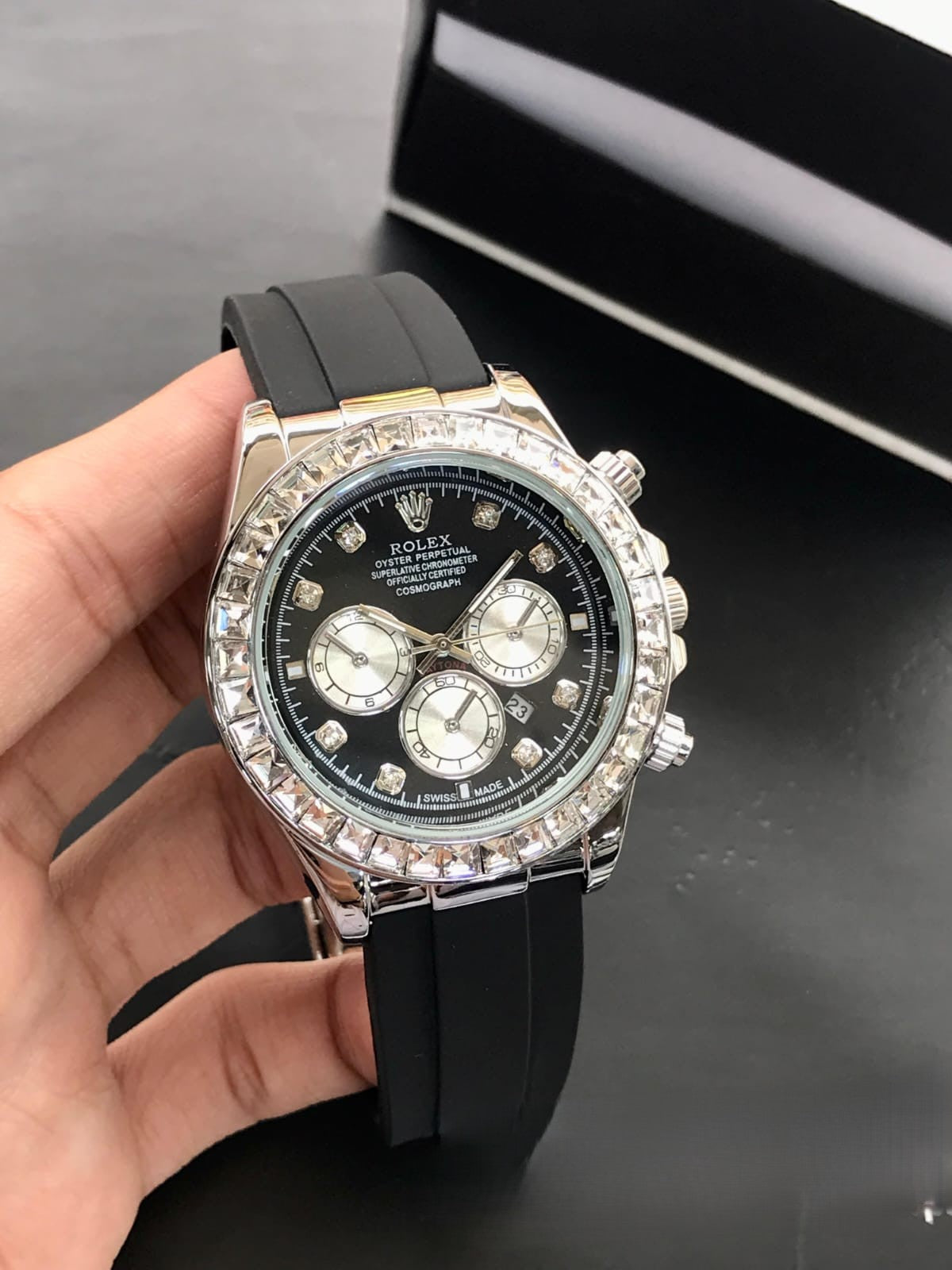Luxury Diamond Bezel Chronograph – Rolex Daytona Inspired