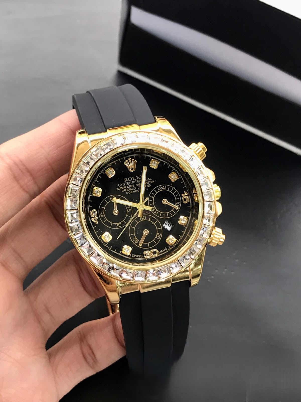 Luxury Diamond Bezel Chronograph – Rolex Daytona Inspired