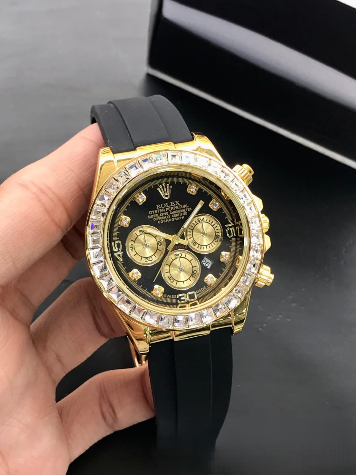 Luxury Diamond Bezel Chronograph – Rolex Daytona Inspired